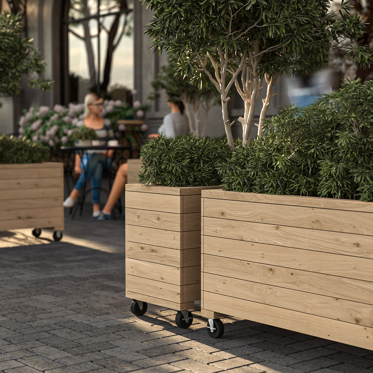 wooden box planters Unfinished Wooden Planter Box With Wheels Heavy-Duty Casters Rolling R