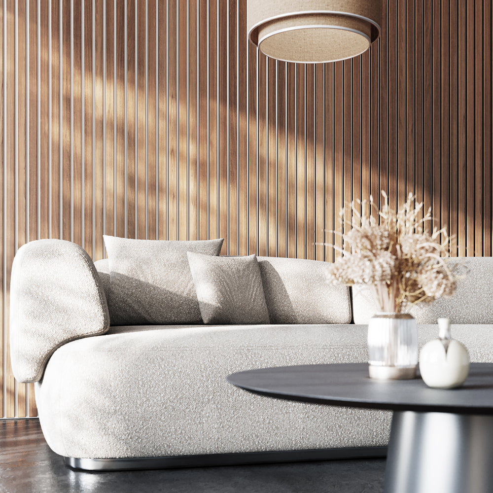 American Walnut Acoustic Wall Panels With Pure-White Accents Interior ...