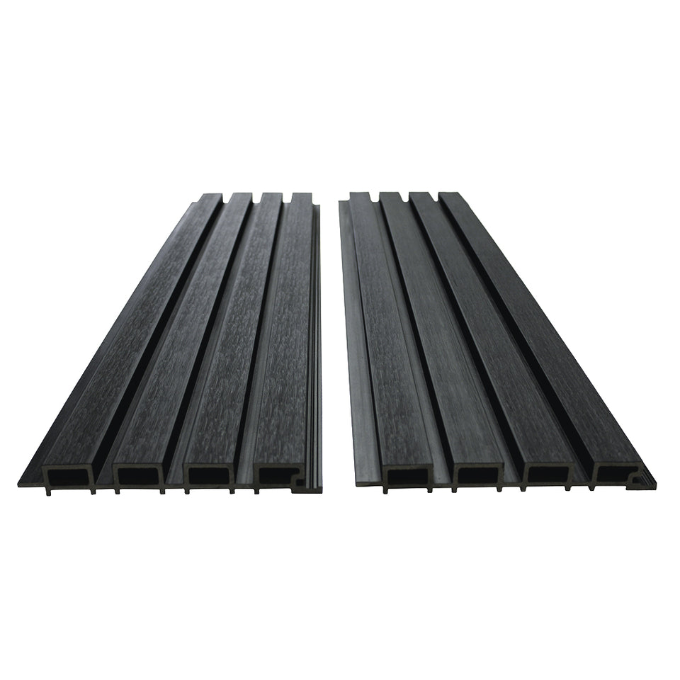 Wide 4-Strip Black Composite Siding Panels - 1.5
