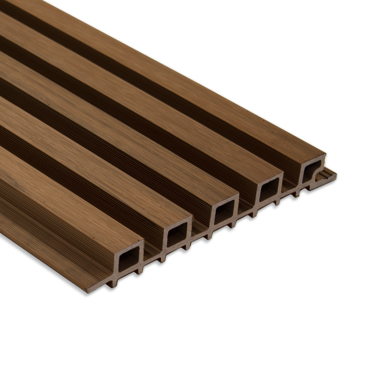 Narrow 5-Strip Weathered Teak Composite Siding Panels - 1