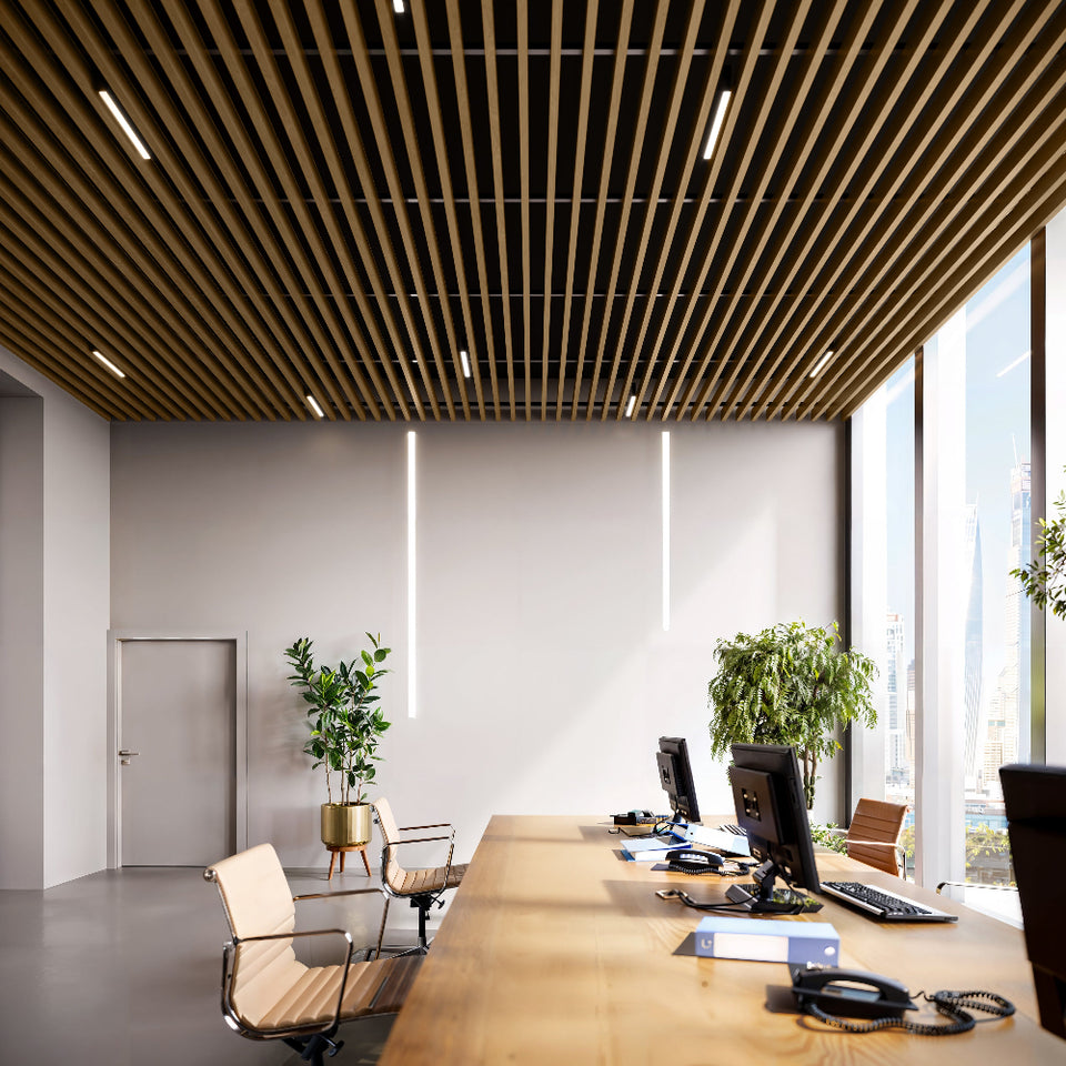 Chestnut Suspended Slat Ceiling System - Panel Prestige Outdoors