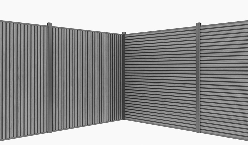 Outdoor WPC Composite Fence Slat Panels – Slate Gray with Black Gap ...