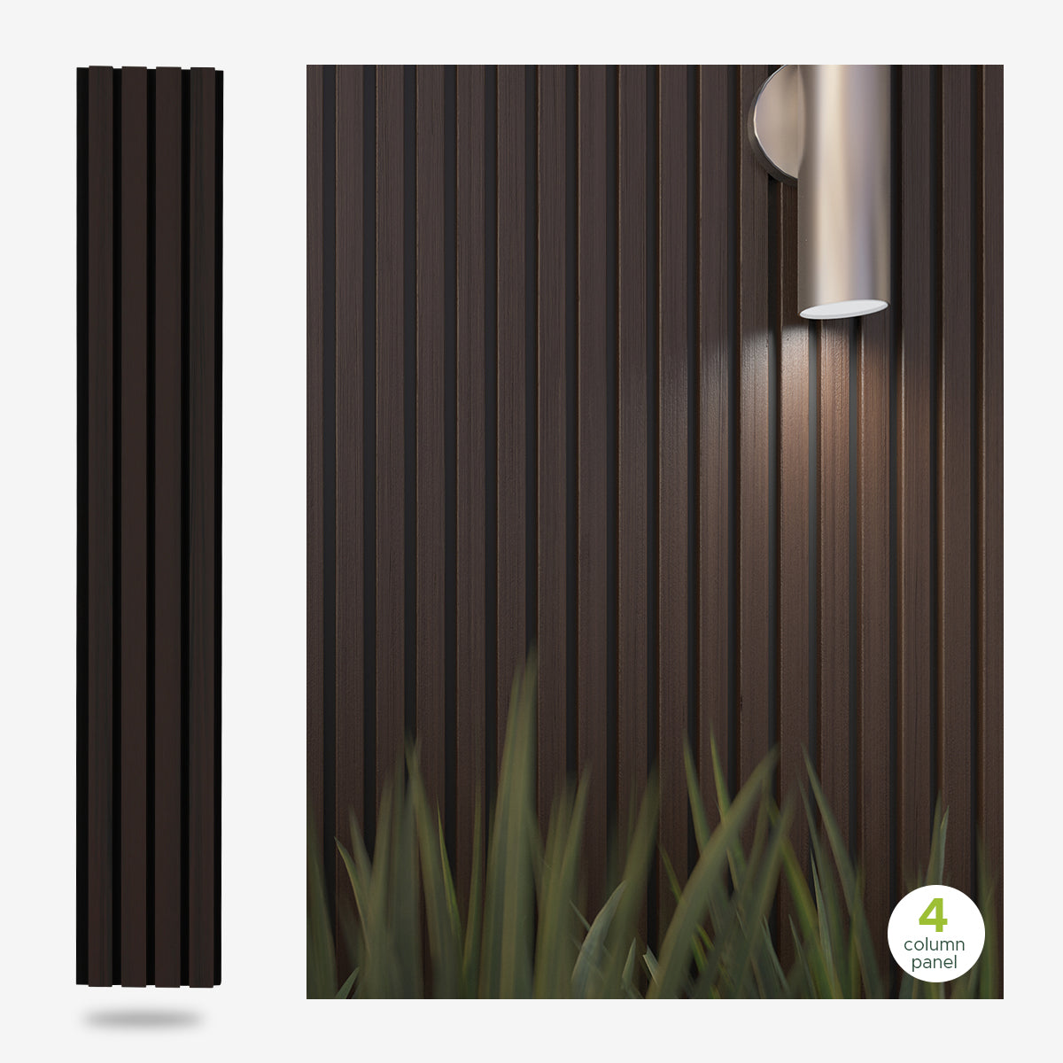 Pane Panel Wide 4-Strip Dark Chocolate Brown with Black Gap Composite Siding Pane ...