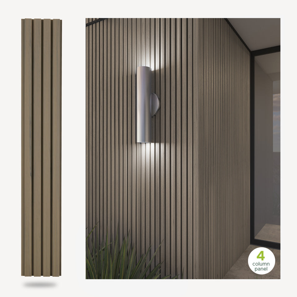 Strip Panel Cladding Wide 4-Strip Light Gray Oak Composite Siding Panels - 1.5