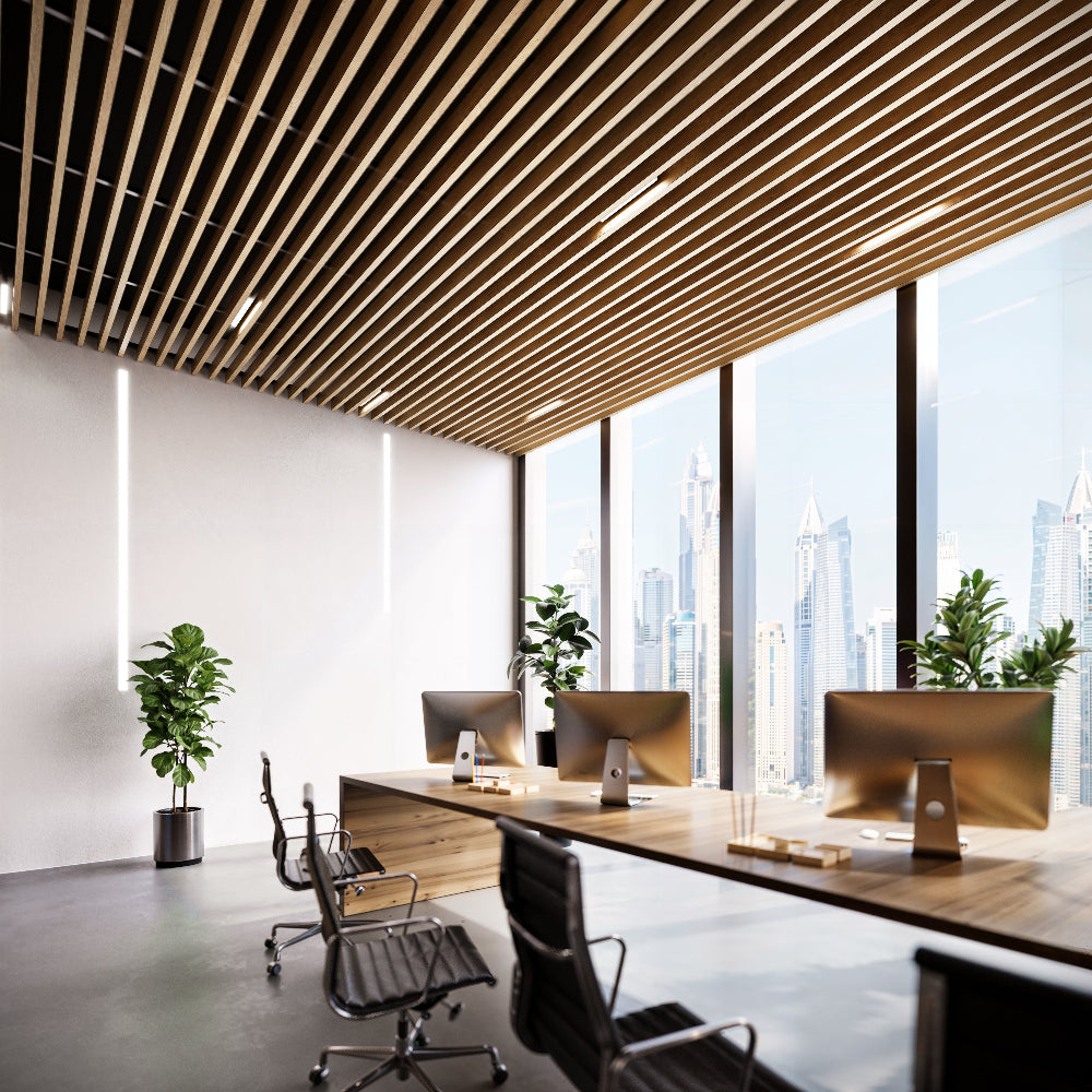 Light Oak Suspended Slat Ceiling System - Sample - 6