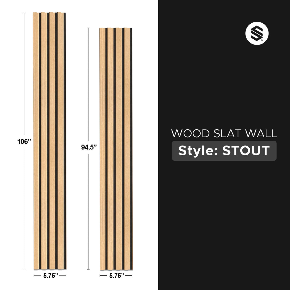 Maple Slats Maple With Black Accents Wood Slat Panels for Walls - Stout (94