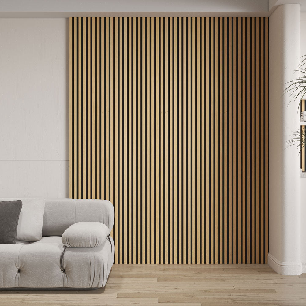 Light Walnut Acoustic Slat Wood Paneling for Soundproofing Walls - Wid ...