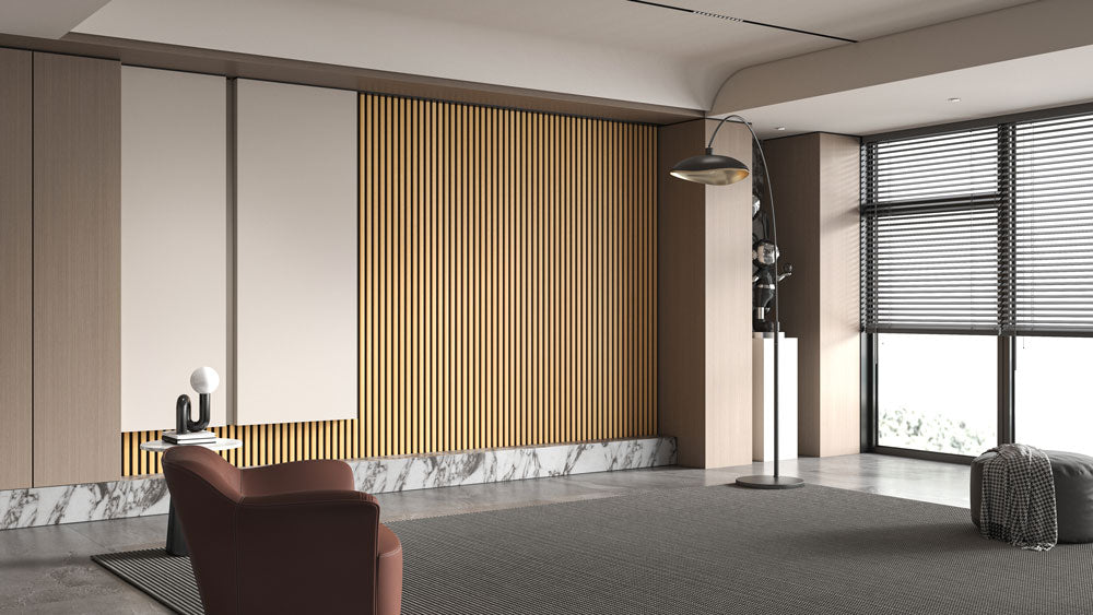 Light Walnut Acoustic Slat Wood Paneling for Soundproofing Walls - Wid ...
