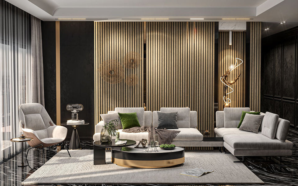 Light Walnut Acoustic Slat Wood Paneling for Soundproofing Walls - Wid ...