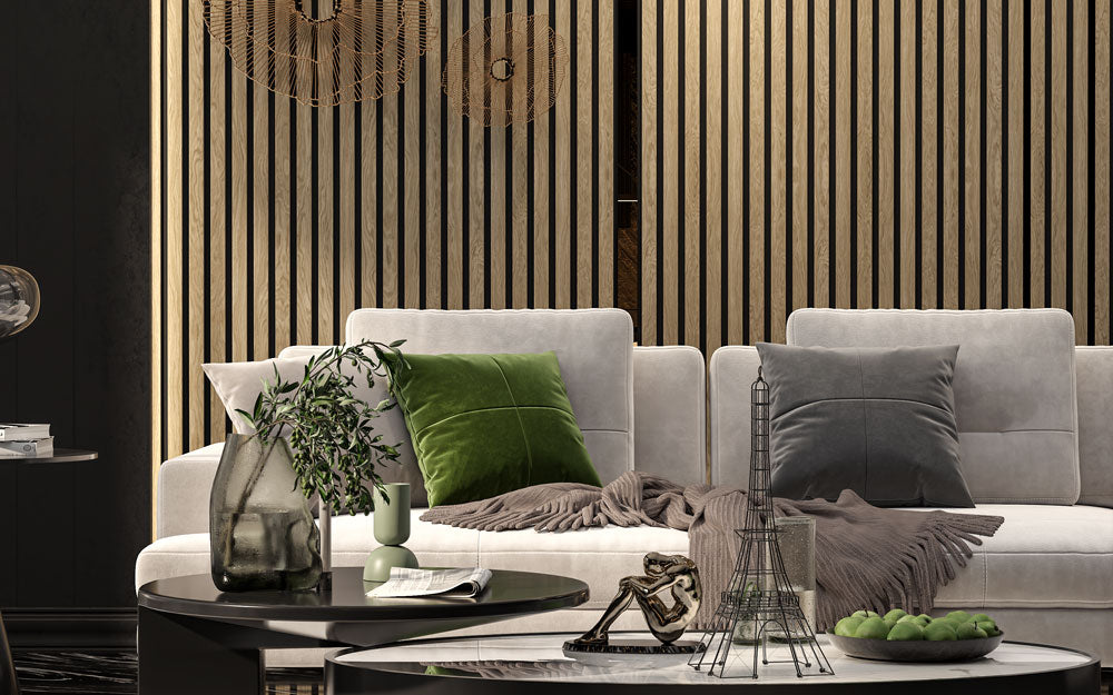 Light Walnut Acoustic Slat Wood Paneling for Soundproofing Walls - Wid ...