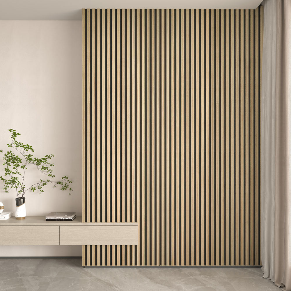 Light Walnut Acoustic Slat Wood Paneling for Soundproofing Walls - Wid ...