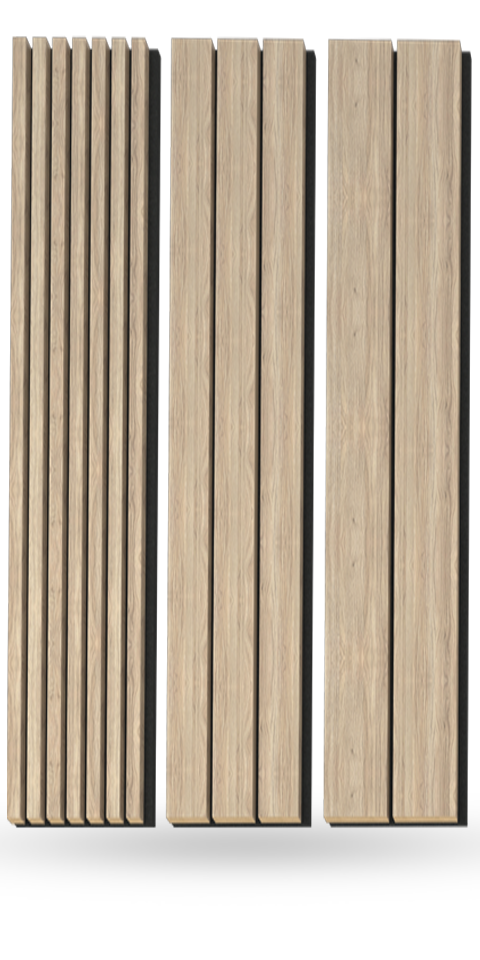 Combo-Slat Alternating Widths Acoustic Wood Wall Panels - Light Walnut ...