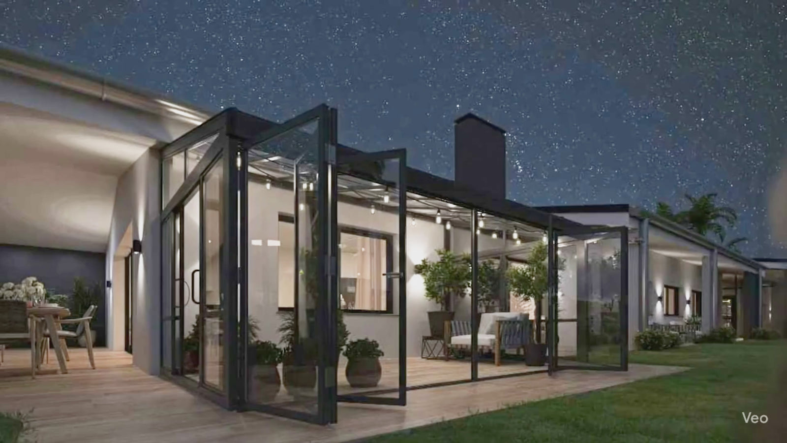 Black Glass Sunroom Night Sky 