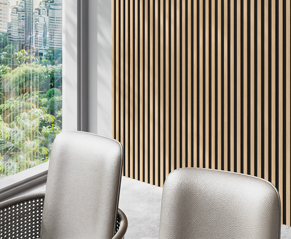 Maple Slats Maple With Black Accents Wood Slat Panels for Walls - Stout (94