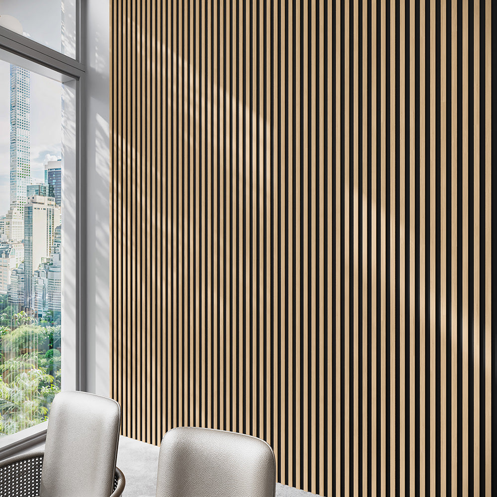 Maple Paneling Maple With Black Accents Slat Wood Wall Panels - Broad - Panel Prestige ...