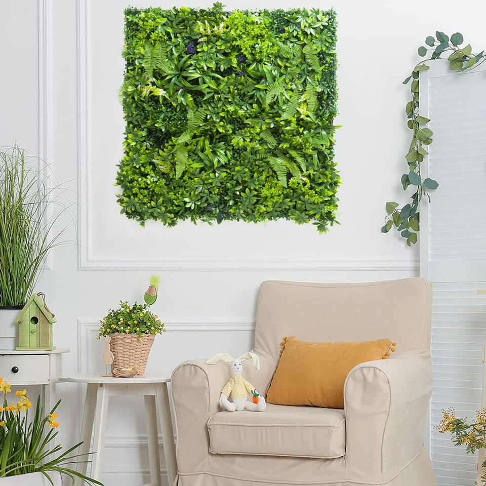 White Lilac Blooming Artificial Hedges Faux Plant Wall Tiles - Panel ...